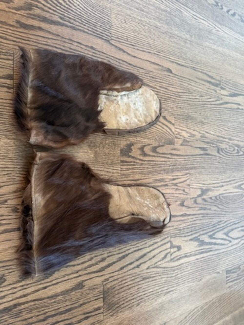 Antique Horsehide Sleigh Driving Mittens Horsehair On Hide Buggy Cutter Gloves